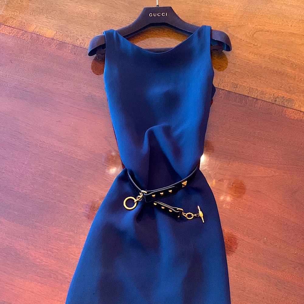 Gucci Navy 100% Silk fitted dress